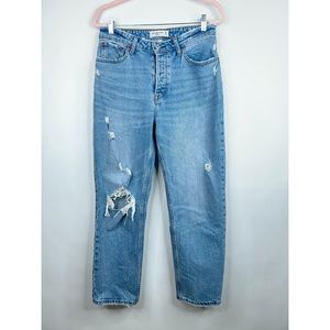 Abercrombie & Fitch Dad Jeans High Rise Curve Love Distressed 28/6 Short